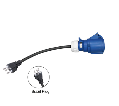 Blue CEE socket plug adapter