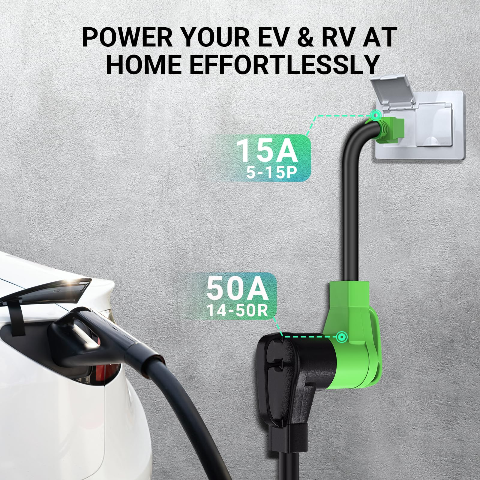 NEMA 14-50R to NEMA 5-15 Plug